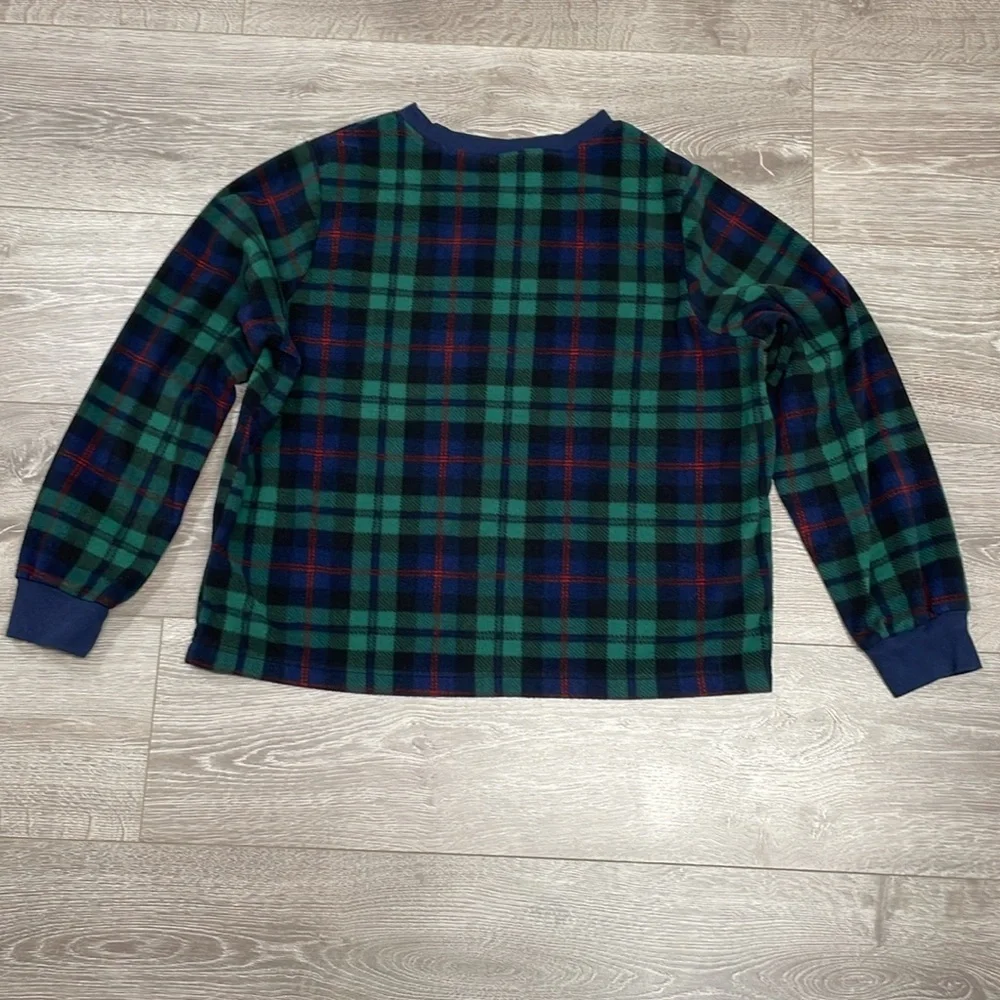 Old Navy Fleece Pajama Set Jogger and Crew Neck Long Sleeve Black Watch Plaid L